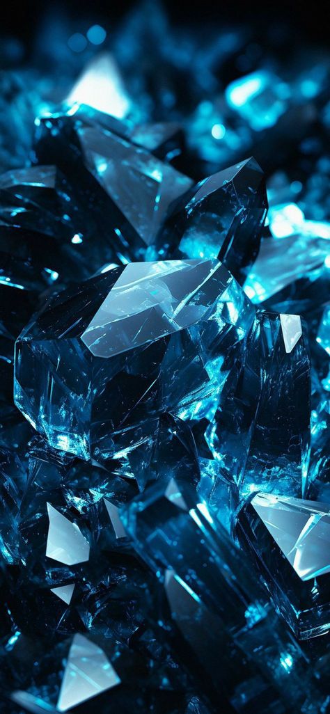 Diamond Blue Aesthetic, Gems Aesthetic Dark, Dark Blue Crystals Aesthetic, Saphire Aesthetics, Ice Background Aesthetic, Blue Glass Aesthetic, Blue Crystal Wallpaper, Blue Crystals Aesthetic, Painting Of A Diamond