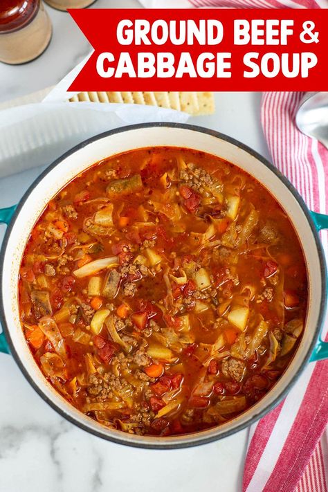 Ground Beef and Cabbage Soup: A Delicious Twist on a Classic Recipe Ground Beef And Cabbage Soup, Cabbage And Beef Soup, Hamburger Cabbage Soup, Ground Beef Soup Recipes, Beef And Cabbage Soup, Beef Cabbage Soup, Easy Cabbage Soup, Glam Pillows, Summer Fruit Recipes