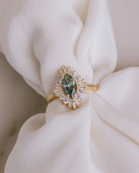 Marquise Colored Engagement Ring, Vintage Stone Engagement Rings, Evorden Engagement Rings, Evorden Rings, Marquis Diamond Engagement Ring, Art Deco Vintage Engagement Rings, Engagement Rings Colorful, Vintage Unique Engagement Rings, Colored Engagement Rings Vintage