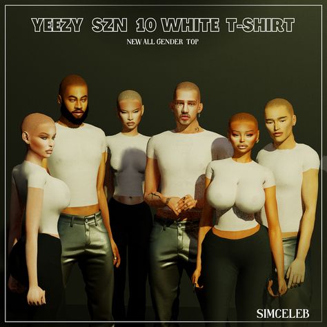 YEEZY SZN 10 White T-SHIRT | SIMCELEB . Yeezy Szn, Male Teen, Sims 4 Challenges, Free Sims 4, Sims 4 Expansions, Play Sims, Sims 4 Dresses, Sims 4 Cc Packs, Sims 4 Collections