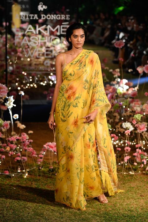 Chiffon Sarees, Floral Print Sarees, Floral Saree, Anita Dongre, Indian Fashion Saree, Ghagra Choli, Casual Saree, Saree Trends, Trendy Sarees