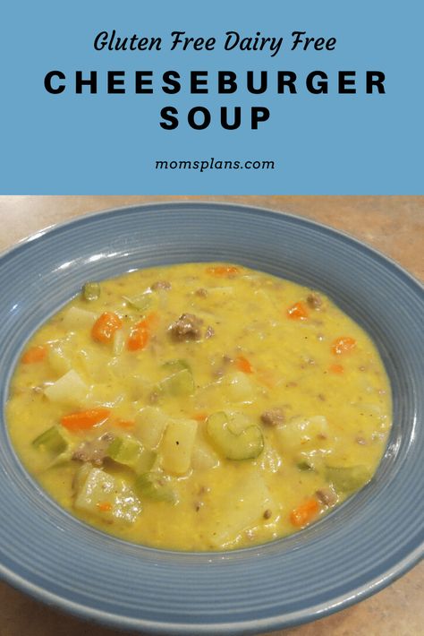 Dairy Free Gluten Free Recipes, Best Cheeseburger Recipe, Gluten Free Hamburger, Gluten Free Instant Pot, Dairy Free Recipes Dessert, Cheese Burger Soup Recipes, Dairy Free Soup, Homemade Chicken Stock, Cheeseburger Soup