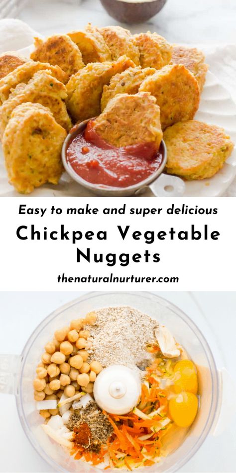 Chickpea Vegetable Nuggets with a sauce on a plate. Vegetable Nuggets, Vegetarian Nuggets, Veggie Nuggets, Healthy Finger Foods, Vegetarian Meals For Kids, Nuggets Recipe, Vegetarian Protein, Tikka Masala, Chicken Nuggets