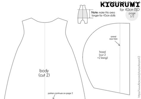 Bjd msd kigurumi pattern (A4 page 1) | My pattern for bjd ms… | Flickr Kigurumi Pattern, Doll Clothes Tutorial, Doll Clothes Patterns Free, Baby Dress Design, Clothing Patterns Free, Doll Sewing Patterns, Barbie Accessories, Doll Repaint, Clothes Patterns