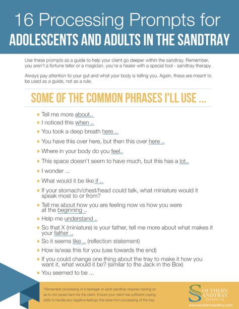 16 Processing Prompts for Adolescents & Adults – Sandtray Suite Sand Tray Therapy Prompts, Sandtray Therapy Ideas, Sandtray Prompts, Feminist Therapy, Experiential Therapy, Counseling Teens, Sandplay Therapy, Sandtray Therapy, Sand Therapy