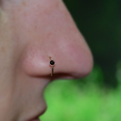 14k Rose Gold Filled Onyx Nose Ring, 20g Extra Small Hoop Earring, catchless,seamless,endless,tragus,helix,cartilage 20 gauge handcrafted Daith Ring, Septum Earrings, Forward Helix Earrings, Gold Nose Hoop, Reality Shifting, Tragus Ring, Gold Nose Ring, Nose Piercing Hoop, Tragus Hoop