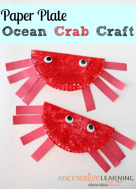 19 Easy Crab Kid Crafts – Fun at the Beach Theme - A Crafty Life Paper Plate Crab, Crab Craft, Ocean Theme Crafts, Crab Crafts, Under The Sea Crafts, Beach Themed Crafts, Paper Plate Crafts For Kids, Sea Crafts, Summer Crafts For Kids