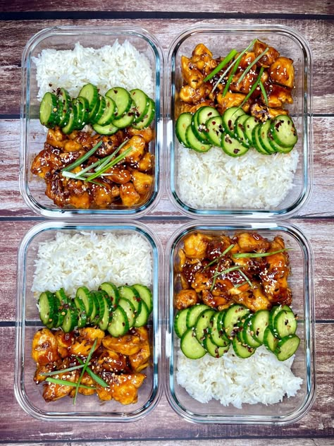 Sticky Korean Fried Chicken and Rice Bowls - Diana's Delish Dishes Meals That Keep Well, Chicken Lunch Bowls Healthy, Work Lunch Snacks, Food To Meal Prep, Meal Prep For Wrestlers, Nutritious Meal Prep, Office Meal Prep Lunch Ideas, Realistic Meal Prep, Work Meal Prep Lunches