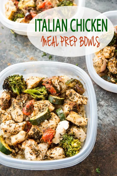 Zucchini Broccoli, Chicken Meal Prep Bowls, Prep Bowls, Chicken Meal Prep, Prepped Lunches, Italian Chicken, Meal Prep Bowls, Lunch Meal Prep, Easy Meal Prep