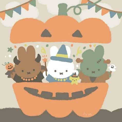 Miffy Halloween Wallpaper, Miffy Pumpkin Carving, Miffy Halloween, Halloween Pumpkin Carving Stencils, Cute Fall Wallpaper, Pumpkin Carvings Stencils, Bunny Wallpaper, Kitty Drawing, Hello Kitty Drawing