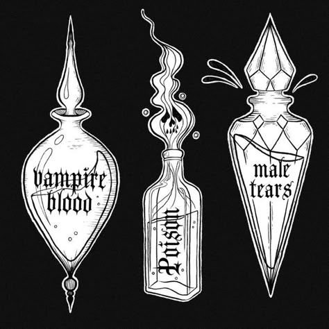 How To Draw Potion Bottles Step By Step, Antique Bottle Tattoo, Poison Vial Tattoo, Poison Jar Tattoo, Spooky Teacup Tattoo, Vile Tattoo, Poison Tattoo Bottle, Ink Bottle Tattoo, Absinthe Tattoo