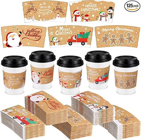 Christmas Coffee Packaging, Christmas Coffee Shop Decorations, Christmas Coffee Cups Design, Hot Chocolate Paper Cups, Christmas Ice Coffee Cups, Coffee Party Decorations, Hot Cocoa Packets Christmas Gifts, Chridtmas Packaging For Mugs, Christmas Rv