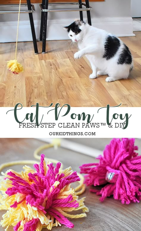 Cat Teaser Wand Diy, Cat Wand Toys Diy, Diy Yarn Cat Toys, Yarn Cat Toys Diy, Homemade Cat Toys Diy Easy, Cat Kicker Toy Diy, Diy Cat Toys Interactive, Dyi Cat Toys, Yarn Cat Toys