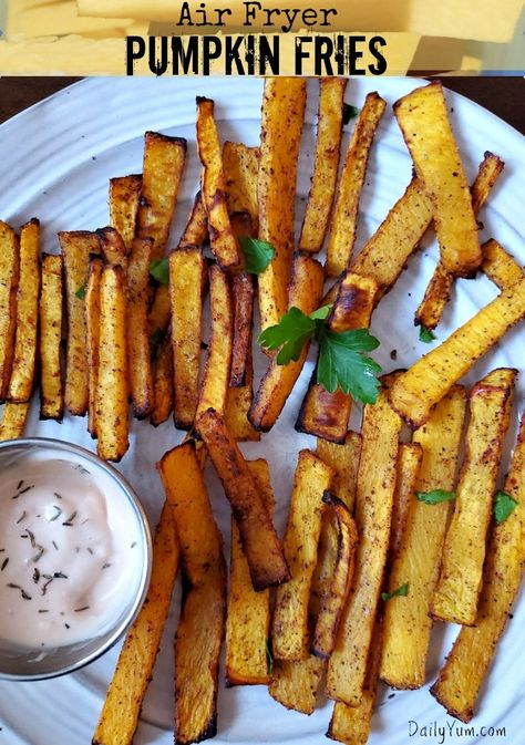 Air Fryer Pumpkin Fries Pumpkin Air Fryer, Pumpkin Fries, Air Fryer Pumpkin, Daily Yum, Fries Recipe, Daily Meals, Vegetable Dishes, French Fries, Sweet And Spicy