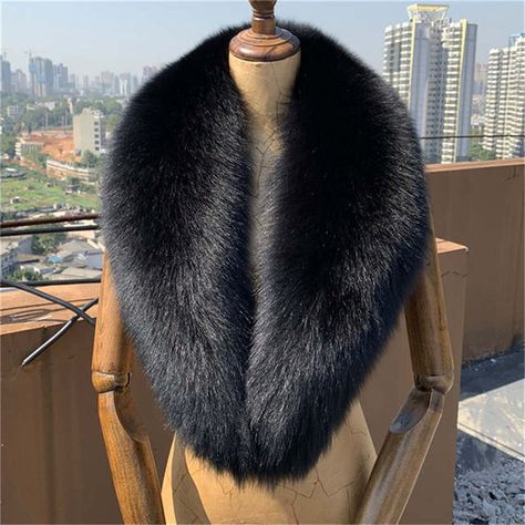 Online Shop Winter 100% Black Real Fox Fur Collar Women Natural Fox fur Scarf Shawl Collars Wraps Neck Warm Fur Scarves Female | Aliexpress Mobile Shawl For Women, Fox Fur Scarf, Outerwear Women Winter, 50th Clothing, Fur Scarf, Outdoor Fashion, Collars For Women, Scarf Men, Neck Wrap