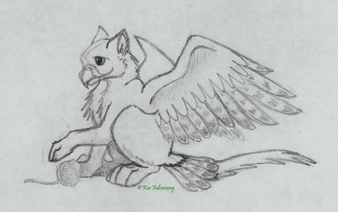 Griffin Sketch, Griffin Drawing, Pegasus Drawing, Griffin Tattoo, Tattoo Baby, Mythical Birds, Cute Animal Drawings Kawaii, Creature Drawings, Dinosaur Art