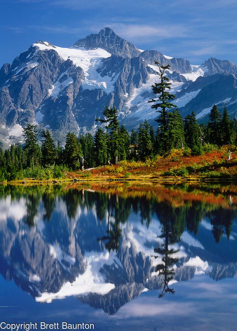 Mt. Shuksan, Reflection in Lake, Fall, Mt. Baker Scenic Byway, Washington Beautiful Place In The World, Mt Baker, World Most Beautiful Place, Scenic Pictures, Scenery Pictures, Trip Planner, Scenic Byway, Places In The World, Beautiful Places Nature