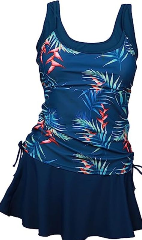 Tropical V-neck Tankini For Swimming, One-piece Tankini With Tropical Print For Sunbathing, Suit With Skirt, Patriotic Swimsuit, V-neck Floral Print Tankini For Beach, Bathing Suit Skirt, Womens Swimdress, Floral Print Sleeveless Swimwear For Beach Cover-up, Tropical Print V-neck Swimwear Beach Cover-up