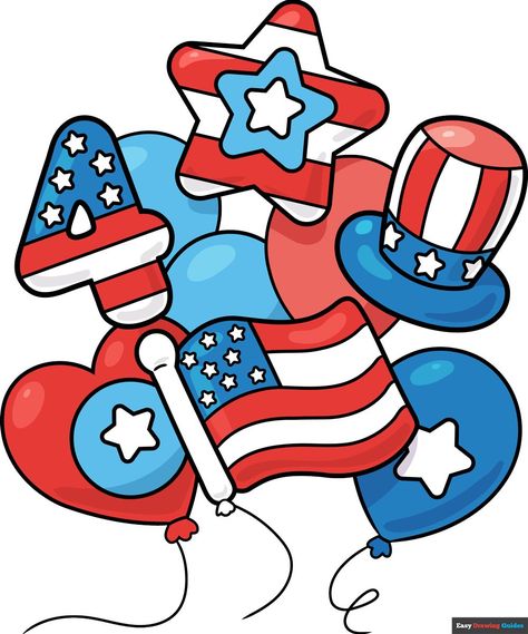 Learn How to Draw Patriotic Balloons: Easy Step-by-Step Drawing Tutorial for Kids and Beginners. See the full tutorial at https://easydrawingguides.com/how-to-draw-patriotic-balloons/ Patriotic Balloons, American Flag Drawing, Science Drawing, Diy Party Crafts, Flag Drawing, Balloon Pictures, Drawing Guides, Easy Drawing Tutorial, Drawing Tutorials For Kids