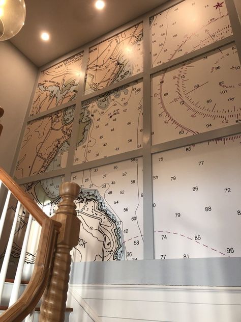 Other Ideas Gallery — Nautical Chart Wallpaper The Original Nautical Chart Wallpaper Studio Nautical Aesthetic Wallpaper, Nautical Restaurant Design, Yacht Decorating Ideas, Nautical Map Wallpaper, Nautical Restaurant, Nautical Mural, Lakehouse Remodel, Powai Lake, Chart Wallpaper