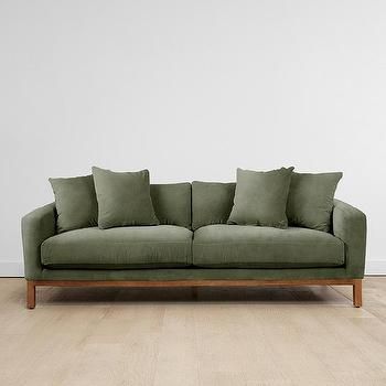 Green Sofa Living, Latest Sofa Designs, Rustic Sofa, Unique Sofas, Green Velvet Sofa, Corner Sofa Set, Furniture Sofas, Green Sofa, Wood Sofa