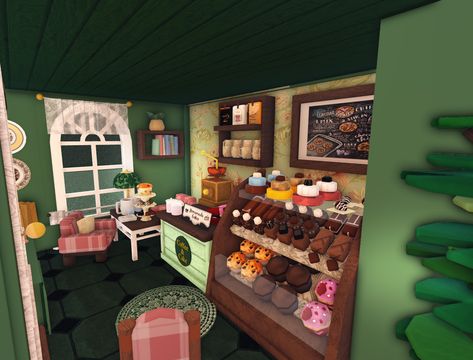 Bloxburg Cafe House, Creative Bloxburg Builds, Bloxburg Small Cafe, Bloxburg Boba Shop, Bloxburg Diner, Mini House Bloxburg, Bakery Bloxburg, Bloxburg Bakery, Bloxburg Building Hacks