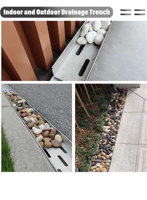 Trench Drain Ideas, Patio Drainage Ideas, Paving Drainage, Pebble Drainage, Driveway Drain, Yard Drain, Gutter Drainage, Gutter Colors, Drainage Grates