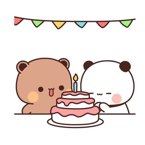 Milk And Mocha Bear Birthday, Milk And Mocha Bear Cake, Bubu Dudu Cake, Happy Birthday Bear, Happy Birthday Icons, Dudu Bubu, Happy Birthday Drawings, Cute Panda Cartoon, Always Be Happy