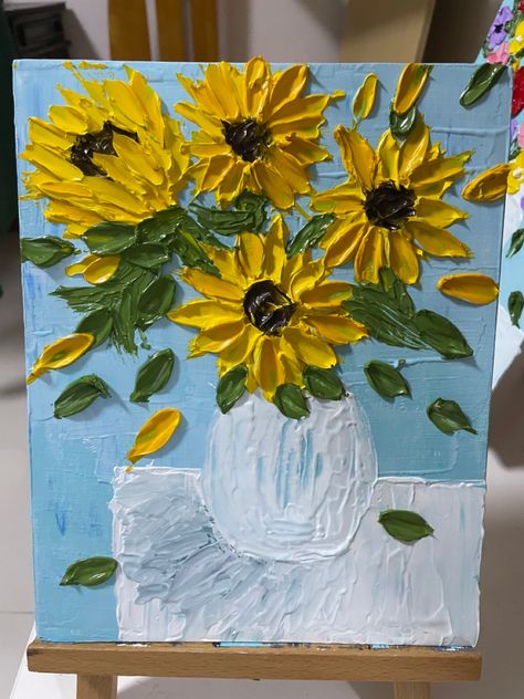 #sunflower #sunflowerpainting #oilpainting #paletteknifepainting #texturedpainting #impastopainting #impasto #texturedpainting Gypsum Painting, Sunflower Oil Painting, Painting Flowers Tutorial, Flowers Tutorial, Painting Flowers, Sunflower Oil, Flower Tutorial, Flower Painting, Sunflower