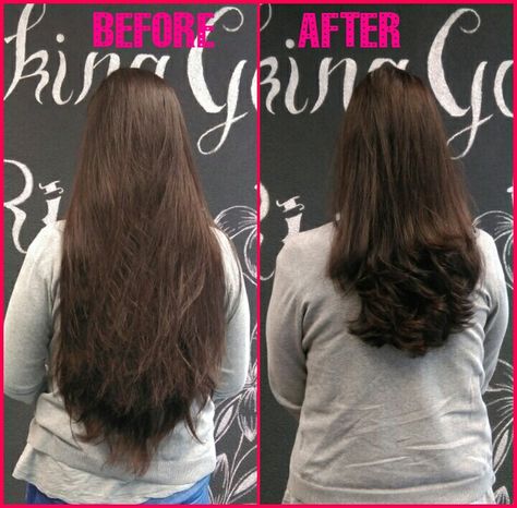 Before after hair cut layers Before And After Haircut, Layered Haircuts, Hair Cuts, Long Hair Styles, Hair Styles, Hair, Beauty