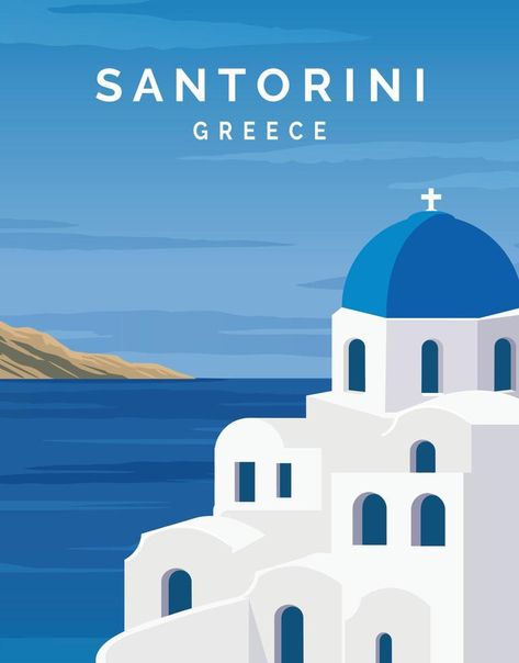 Grecia Santorini, Santorini Grecia, Vintage Postcards Travel, Santorini Blue, Santorini Travel, Greece Art, Travel Art Print, Santorini Island, Travel Postcard