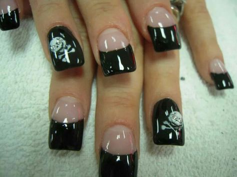 Black tip cross and bones skull halloween acrylic nails Diy Halloween Nail Art, Halloween Nail Art Ideas, Halloween Acrylic, Halloween Acrylic Nails, Halloween Nail, Halloween Nail Art, Nail Art Ideas, Diy Halloween, Art Ideas