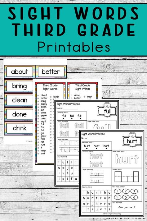 3rd Grade Sight Word Activities, 3rd Grade Sight Words Free Printable, 3rd Grade Sight Word List, 3rd Grade Sight Words, Sight Word Printables, Sight Word Worksheets Free, High Frequency Words Activities, Sight Word Booklets, Third Grade Sight Words