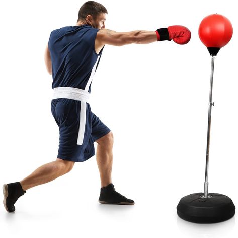 Adjustable Height Punching Bag 】 - The boxing bag with stand can be adjusted from 49" to 56" to meet personal preferences, perfect for men and women, teens 13 and up, youth, adults. 【 Release Stress and Exercise 】 - Our freestanding punch ball speed bag rack is great for boxing beginners. Set it up in garages, basement, home gym or anywhere you desire and knock out your frustrations, exercise your arm muscles and develop your hand-eye coordination. Speed Bag, Boxing Bag, Speed Ball, Bag Rack, Boxing Bags, Sport Boxing, Mma Training, Arm Muscles, Training Bags