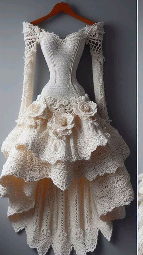 Crochet Wedding Dress Pattern, Crochet Wedding Dresses, Wedding Dress Patterns, Crochet Wedding, Crochet Clothing And Accessories, Crochet Fashion, Fancy Dresses, Dress Pattern, Crochet Dress