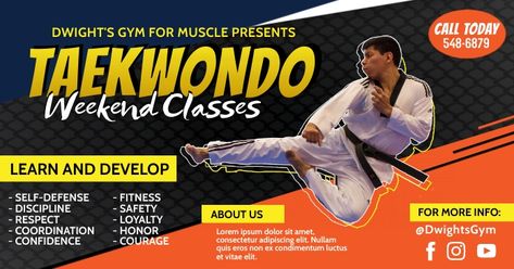 Taekwondo Banner Design, Martial Arts Banner, Karate Banner, Fitness Discipline, Martial Arts Club, Karate Classes, Karate Martial Arts, Desain Editorial, Social Media Advertising Design