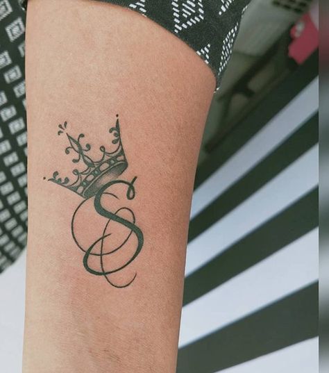 Sleek S Tattoo Design On The Arm00 S Tattoo Letter, S Tattoos, Tattoos Pictures, Letter Tattoo, S Letter, S Tattoo, Letter S, Tattoo Designs, Crown