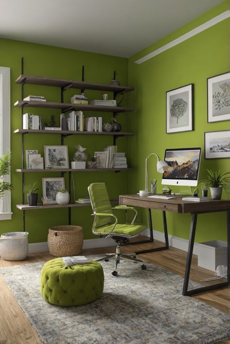 Transform your workspace into a lively oasis with Euphoric Lime (SW 6435) paint. Follow this daily routine for interior designers to create a Lime Delight oasis. #Ad #homedecor #homedesign #trendgirlApartment #Painthome #interiorarchitecture Wall Colors Green Room Colors
Bright Room office Colors
Apartment Renovation
Home office Remodeling
Modern Paint Colors
2024 Green Paint Office, Bright Green Walls, Lime Green Wall, Bright Green Paint, Green Room Colors, Paint Colors 2024, Green Home Offices, Office Wall Colors, Studio Makeover