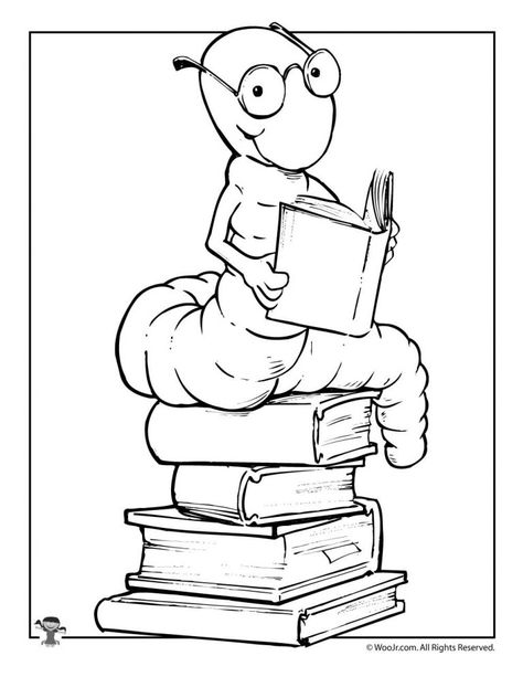 Reading Bookworm Coloring Page Hidden Picture Games, Games Preschool, Elementary Library, Library Activities, Printable Adult Coloring Pages, Summer Books, Printable Books, Grade 8, Library Ideas