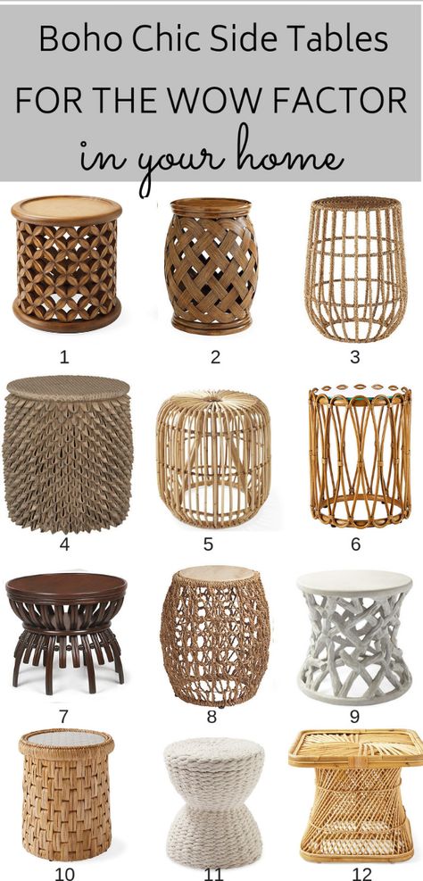 12 Boho Chic Side Tables For That Wow Factor! | Ray Amaari Table For Plants, Side Table Narrow, Side Table Minimalist, Side Table Decor Living Room, Designer Side Table, Modern Side Table Design, Decor Side Table, Side Tables For Living Room, Lamp Side Table