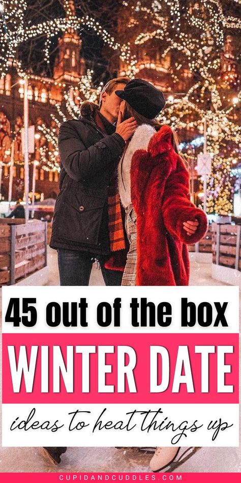 Tired of the same old winter dates? Spice things up with these 45 out-of-the-box winter date ideas that will give you and your boo a chance to chill and create unforgettable memories together. From cozy indoor activities to adventurous outdoor experiences, this list has it all. Don't let the cold weather dampen your romance - take action and plan your next date now!" Date Night Ideas Out Of The House, Husband Romantic Ideas, Cute Date Ideas Aesthetic Winter, Free Indoor Date Ideas, Indoor Date Night Ideas Romantic Fun, December Date Night Ideas, Cheap Romantic Ideas, Winter Date Night Ideas At Home, Things To Do In Winter With Boyfriend