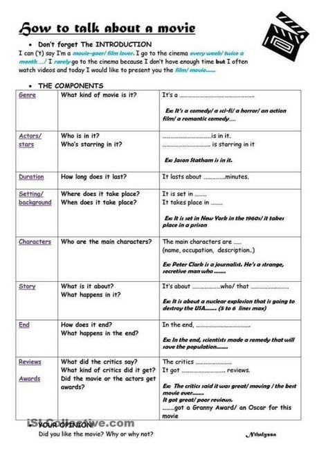 English Grammar Worksheets, Speaking Activities, Presentation Skills, How To Talk, Film Studies, English Writing Skills, English Activities, Teaching Middle School, Teaching Jobs