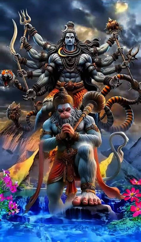 Hanuman Shiva Wallpapers, Shree Hanuman Ji Wallpaper, Kala Bhairava Images, Shiv Hanuman, Hanuman Ji Photo, Bhairava God Art, Photo To Cartoon Photoshop, Rudra Shiva, Hanuman Ji Wallpapers