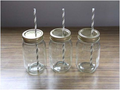 Bridal Cups, Upcycled Jars, Diy Mason Jar Crafts, Jar Cups, Mason Jar With Straw, Easter Craft Projects, Diy Jar, Mason Jar Cups, Diy Mason Jar