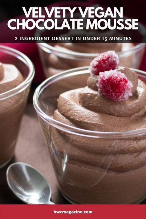 Vegan Mouse Chocolate, Vegan Mouse, Mouse Recipes, 2 Ingredient Desserts, Chocolate Mousse Desserts, Vegan Chocolate Mousse, Chocolate And Coconut, Dairy Desserts, Mousse Dessert