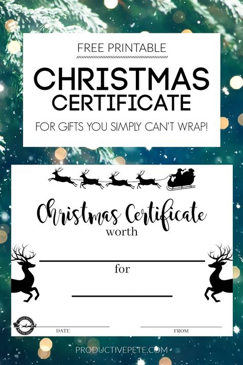 Use this free printable Christmas Certificate template pdf to give unique gifts this Holiday season. It's a blank gift certificate with spots for you to fill in your own personalized gifts. It works great for giving experience gifts to kids or for gifting adults fun gifts that don't have a physical aspect; like date-nights or free babysitting! #christmas #certificate #gifts #christmasgifts #printable Christmas Certificate, Blank Gift Certificate, Free Printable Gift Certificates, Christmas Vouchers, Christmas Gift Certificate Template, Christmas Gift Vouchers, Christmas Gift Certificate, Free Gift Certificate Template, Christmas Coupons