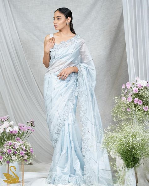 Dream in ice blue, dance in organza silk. Elevate your style with Harika Rao's enchanting designs. 💙✨ @harikaraodesigner DM us to place an order. Whatsapp or call us at 081795 93237. 📍162, Rd Number 16, Prashasan Nagar, Jubilee Hills, Hyderabad, Telangana 500096, India #harikarao #harikaraodesigner #sareelove #ethnicwear #indianfashion #sareelook #Organzasaree #traditionalattire #designersaree #madewithlove #handcrafted #celebritydesigns #iceblueelegance Ice Blue Saree, Number 16, Blue Saree, Traditional Attire, Organza Saree, Handmade Embroidery, Saree Look, Cut Work, Ice Blue