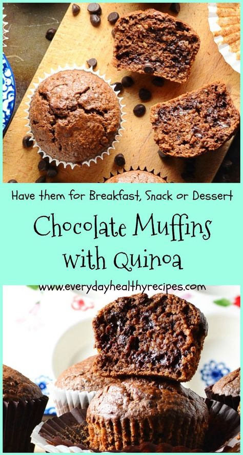 Healthy Chocolate Muffins, Quinoa Recipes Breakfast, Quinoa Recipes Easy, Quinoa Muffins, Adventure Seeker, Chocolate Muffins, Breakfast Smoothies, Healthy Chocolate, Quinoa Recipes