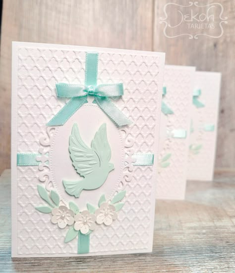 Baptism Cards Handmade, Cards For Sister, Decoration Communion, Catholic Prayers Daily, First Communion Cards, Confirmation Cards, First Communion Decorations, Communion Decorations, Baptism Cards