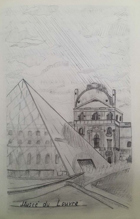 #paris #museum #louvre #pencildrawing Museum Drawing Easy, Louvre Museum Drawing, Museum Louvre, Musee Du Louvre, Paris Drawing, Vintage Scrapbook Paper, Museum Architecture, Louvre Paris, Louvre Museum